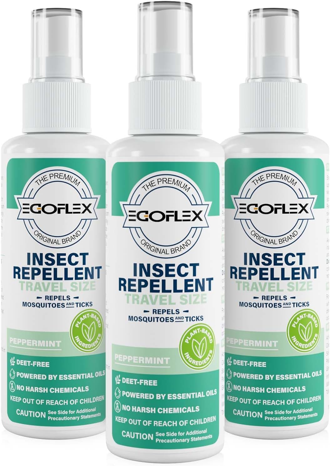 Skiennix Mosquito Repellent Spray - DEET-Free Travel Size Bug Spray | Natural Essential Oils, Peppermint Scent - 3 Fl Oz (3-Pack)
