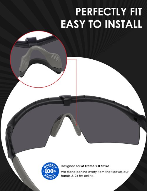 BLAZERBUCK Replacement Nose Pads Nose Pieces for Oakley M Frame 2.0 Strike/Si M Frame 3.0 OO9146 Sunglasses - Black + Grey