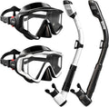Aegend Snorkeling Gear Set - Anti-Fog Diving Mask with Dry Snorkel & Mesh Bag for Adults