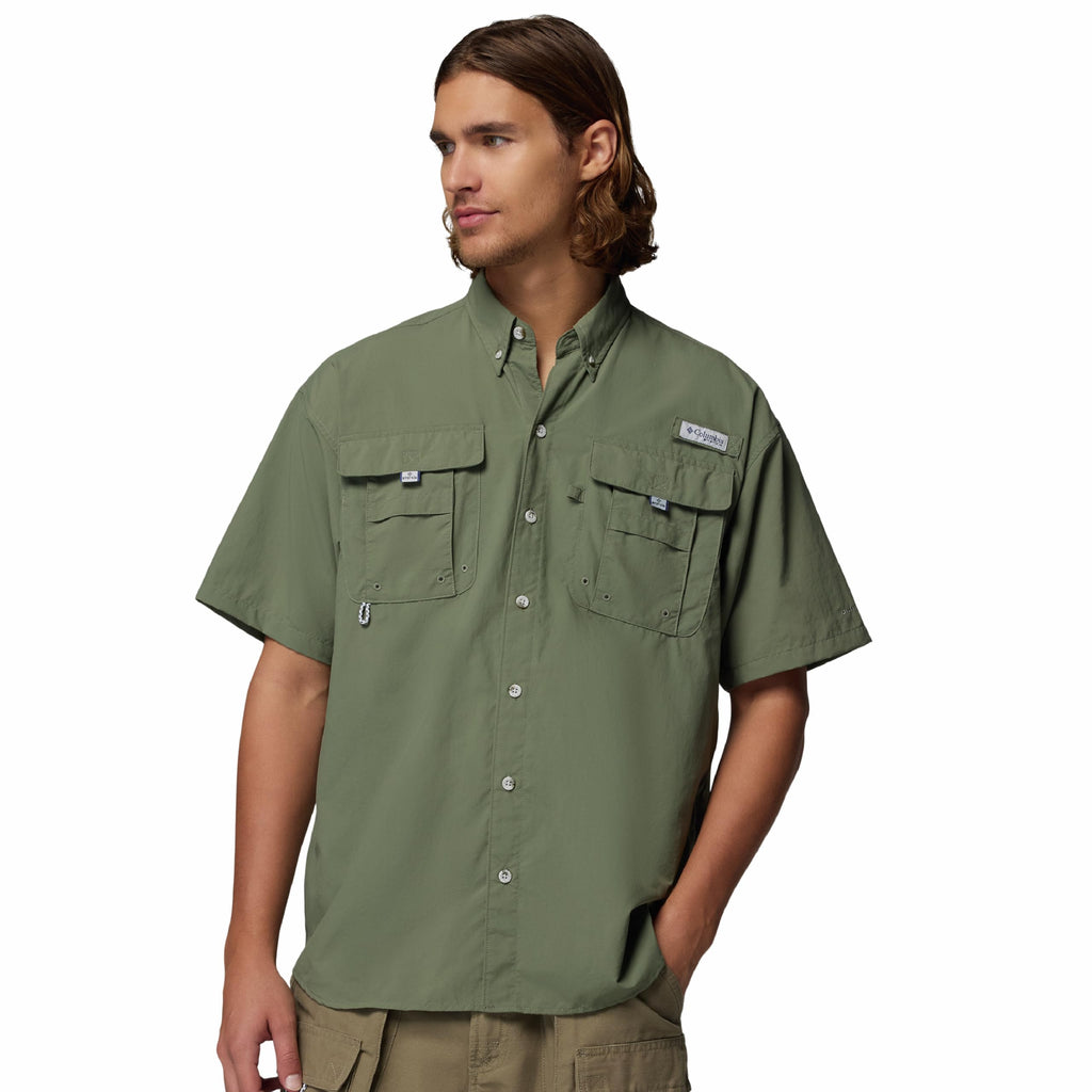 Columbia Mens PFG Bahama II Short Sleeve Fishing Shirt, Cypress, X-Large