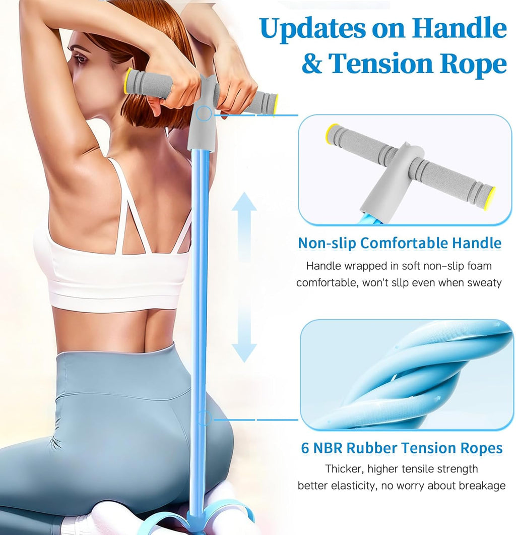 Pedal Resistance Bands - Durable 6-Tube Fitness Bands with Handles for Abdomen, Waist, Arms & Legs