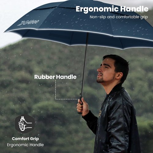 G4Free Strongest Golf Umbrella with Full Carbon Fiber, Well-constructed & Super Lightweight & Windproof Double Vented Mesh Canopy Large 62 Inch Oversized Stick Umbrellas for Rain Sun, Heavy Duty Huge Umbrella, Automatic Open