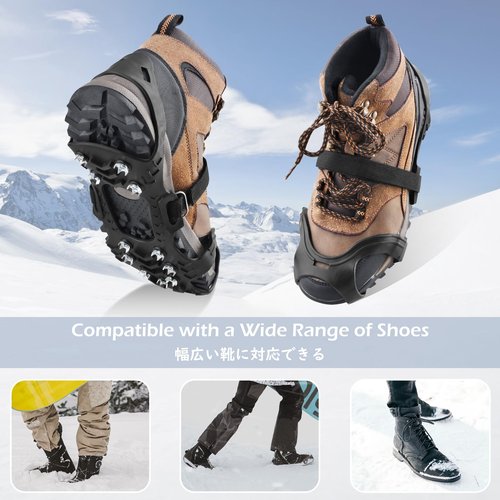 TRIWONDER Ice Cleats for Shoes and Boots 11-Stud Anti-Slip Snow Traction Cleats with Secure Straps, Ice Grips Crampons for Hiking, Walking, and Fishing Gear (11 Spikes, Large)