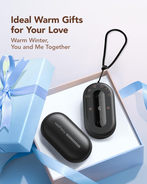 Hand Warmers Rechargeable 2 Pack, Magnetic Alloy Handwarmer 7000 mAh Reusable, Instant Heating UP to 131°F, 15 Hours Long Lasting Palm Pocket Heater, Gifts Packing for Skiing,Hunting,Camping,Golf