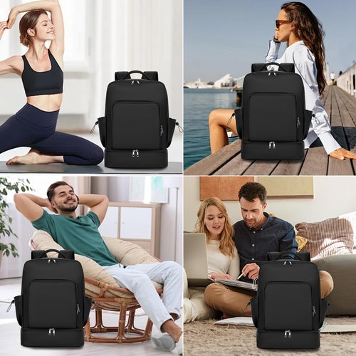 seyfocnia Gym Backpack for Men, Lightweight Sports Back pack With Shoe Compartment, Waterproof Gym Bag Workout Trainning Rucksack Casual Travel Daypack 21inch-Black