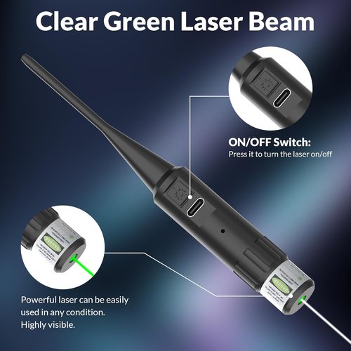 Bore Sight Laser, Professional USB Rechargeable Laser Bore Sight Kit with 64 Adapters, Fit 0.17 to 12GA Calibers, Multiple Caliber Laser Bore Sighter Powerful Support for All Gun