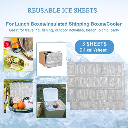 SprotEmblema 2 PCS Flexible Ice Mat for Food Cooling - Leakproof Gel Ice Sheet, Cuttable & Foldable Cooler Pad for Lunch Box, Beach, BBQ, Parties & Travel