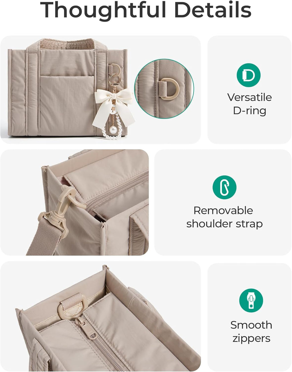 BAGSMART Boxy Tote Bag - Stylish Crossbody with Zipper for Travel, Work & College