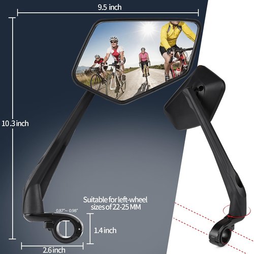 New Handlebar Bike Mirror, APLSTOW HD Automotive Grade Glass Lens E-Bike Mirrors, Scratch Resistant, Safe Bicycle Rearview Mirrors