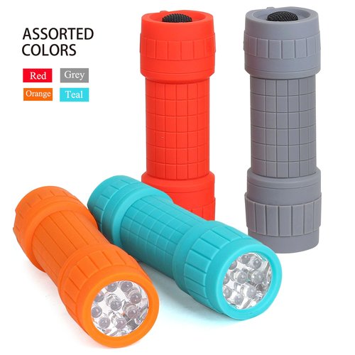 FASTPRO 4-Pack 9-LED Mini Flashlight Set, AAA Batteries are Included and Pre-Installed, Perfect for Class Teaching, Camping, Wedding Favor