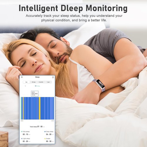Fitness Tracker with Step Counter/Calories/Stopwatch, Activity Tracker, Health Tracker with Heart Rate Monitor, Sleep Tracker,1.10''AMOLED Touch Color Screen, Pedometer Watch for Women Men
