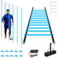 ZEMBSOYA Soccer Training Poles Set, 6 Soccer Poles, Ladder, 10 Soccer Cones, 1 Jump Rope for Soccer Speed and Training（Blue）