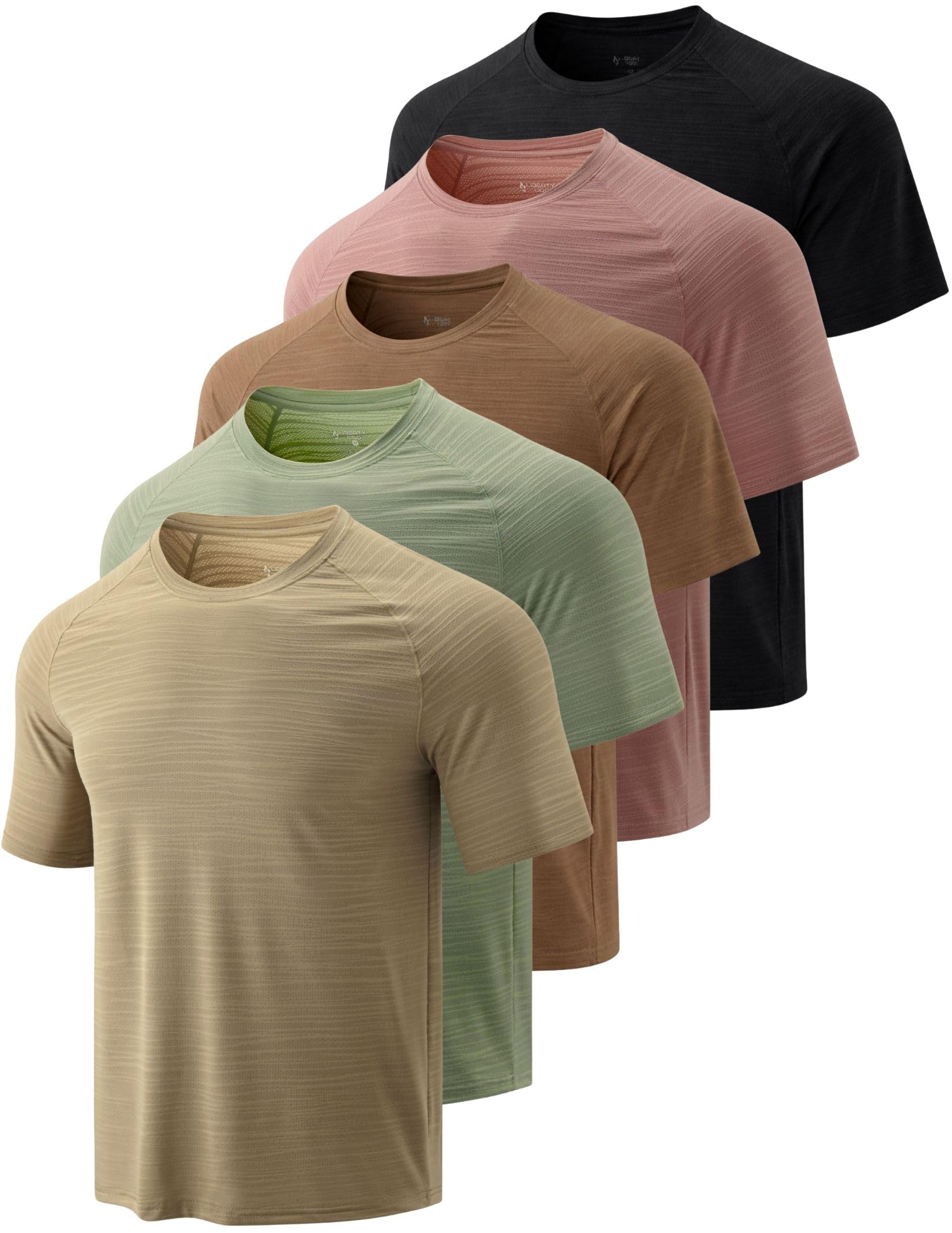 5 Pack Men’s Active Quick Dry Crew Neck T Shirts | Athletic Running Gym Workout Short Sleeve Tee Tops Bulk (Set 19, 3X-Large)