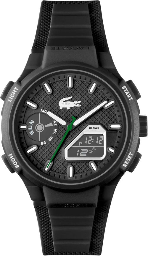 Lacoste LC33 Men's Analog-Digital Watch - TR90 Case, World Clock & Stopwatch - Stylish 45mm Timepiece