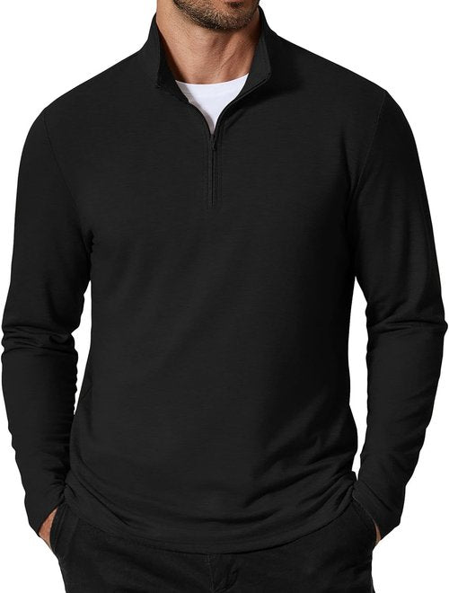 COOFANDY Men's Quarter Zip Pullover Sweatshirt - Casual Mock Neck Long Sleeve Golf Shirt