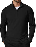 COOFANDY Men's Quarter Zip Pullover Sweatshirt - Casual Mock Neck Long Sleeve Golf Shirt