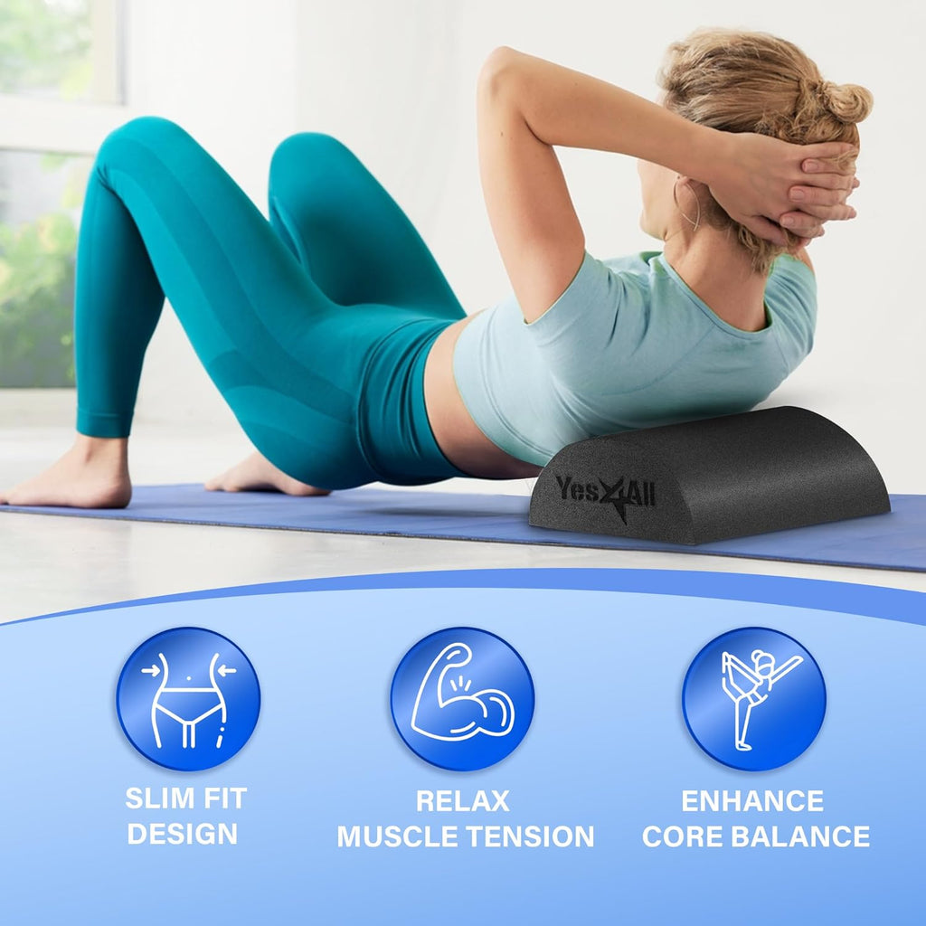 Yes4All Foam Roller - Medium Firm Half Foam for Post-Workout Relaxation | 12/18/24/36 Inch Options for Back Massage & Yoga