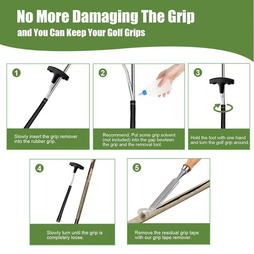 ELEMONY Golf Grip Removal Tool and Golf Grip Tape Removal Tool, V-Groove Grip Remover Saver 12“, High-Carbon Steel Gripping Tool, Golf Club Gripping Kit Golf Grip Tool