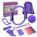 Home Pilates Essentials Kit for Women, Pilates Equipment Ring and Ball Set, 12'' Magic Circle, Yoga Ball,8 Resistance Bands Premium Accessories Kits for Starter Toning Workouts at Home (Purple)