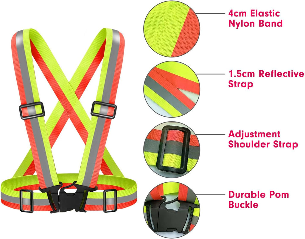 Skiennix High Visibility Reflective Vest - Adjustable Safety Gear for Running, Walking & Cycling