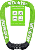 NDakter Heavy-Duty Bike Lock - 5-Digit Combination Anti-Theft Chain Lock | 2.62 to 6 Ft Length, High Security