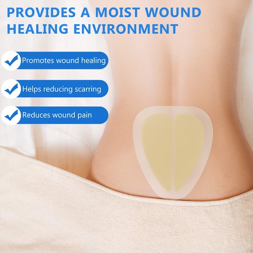 LotFancy Sacral Hydrocolloid Dressing, 6”x7”, Pack of 10, Sterile Thin Bordered Hydrocolloid Bandages, Sacrum Wound Gel Patches for Fast Healing, Water-Resistant, Individually Packed