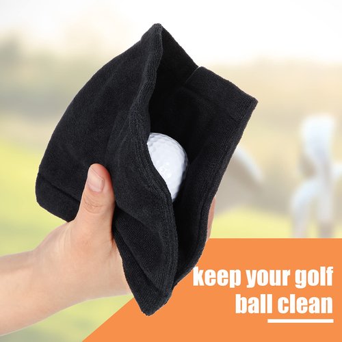Tatuo 3 Pcs Golf Ball Towel with D Clip 5.5 x 5.5 Inch Wet and Dry Small Pocket Golf Towel Portable Ball Cleaner Accessories for Bag Trolly Belt Loop Men Women Course Exercise