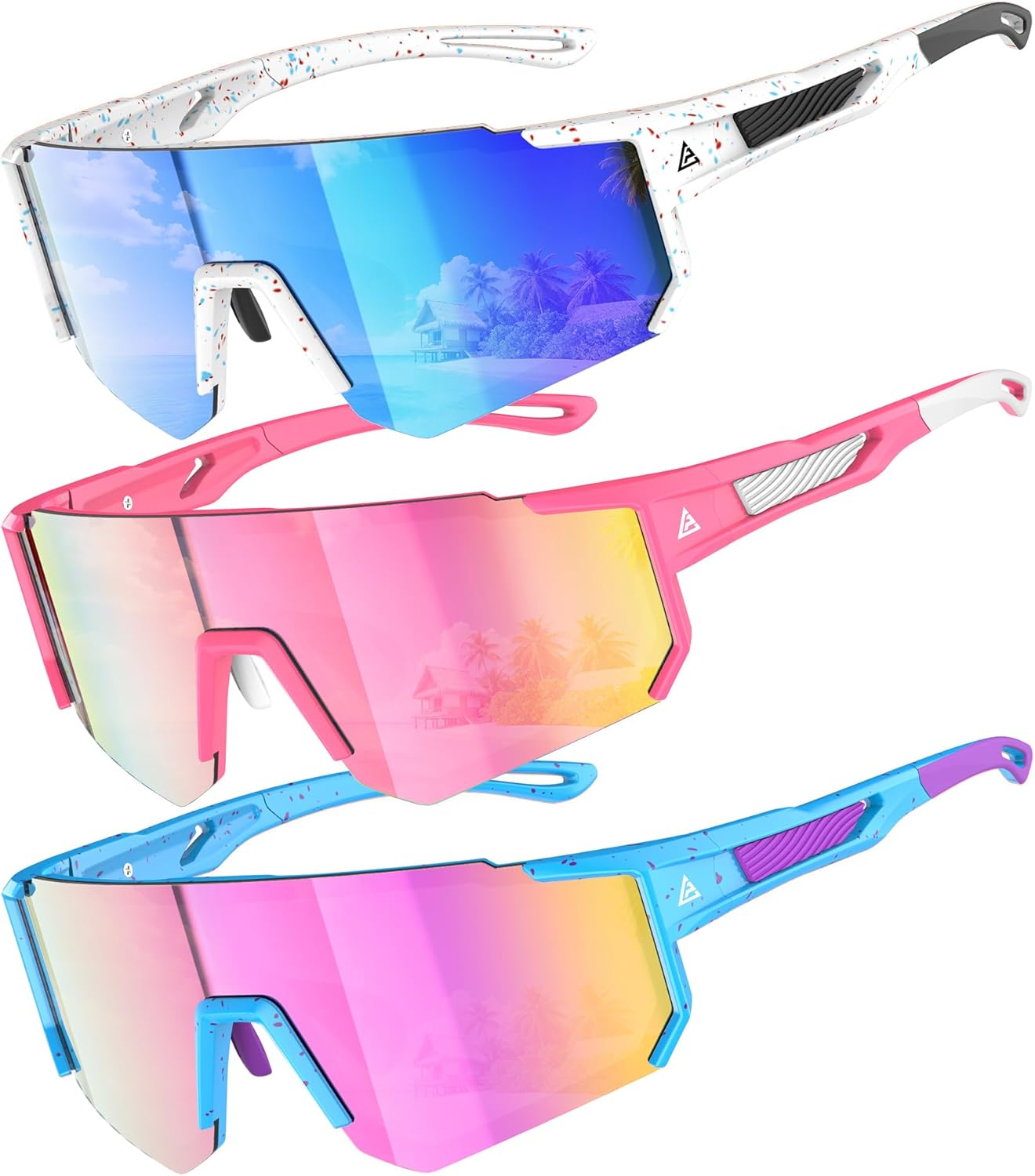 Skiennix Kids Sunglasses - UV Protection Youth Baseball & Softball Eyewear | 3-Pack for Ages 4-14