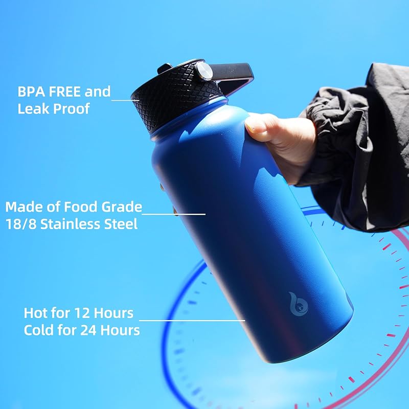 BJPKPK 40oz Insulated Water Bottle with Straw Lid – Cherry, Stainless Steel