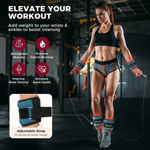 BAGAIL Ankle Wrist Weights - Adjustable 1-10 LBS for Walking, Running & Home Fitness | Sleek Design & Secure Fit