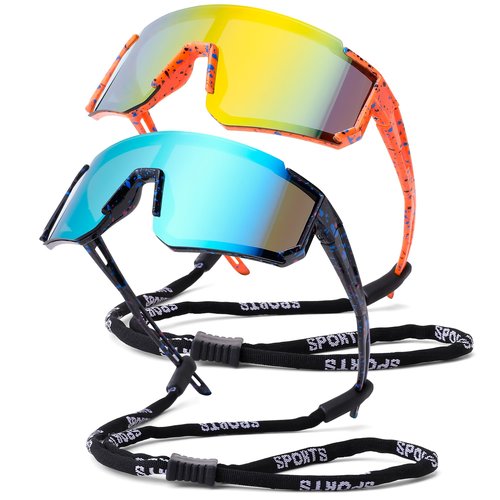 DYSAKER Youth Baseball Sunglasses for Boys Girls Age 4-12, Softball Cycling Sunglasses for Kids with Strap UV Sports Goggles