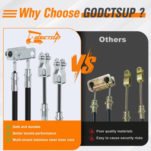 GODCTSUP EZGO Brake Cable Set, Golf Cart Driver&Passenger Side Brake Cables for EZGO TXT&Medalist 1994-UP Gas or Electric, OEM# 70716-G03, 70273-G03, 70969-G03
