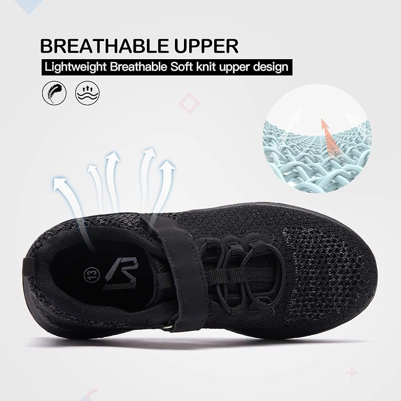 RUNSIDE Kids Lightweight Sneaker Shoes - A-Black+1 Big Kid Variation