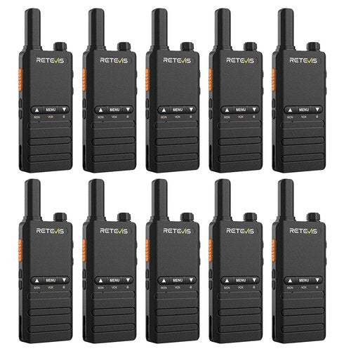 Retevis B3B Walkie Talkies Rechargeable, 1620mAh, Lightweight 2 Way Radio Long Range, Type C, Ultra Thin, VOX, Handheld Two Way Radios for Retail, Hotel, Church (10 Pack)