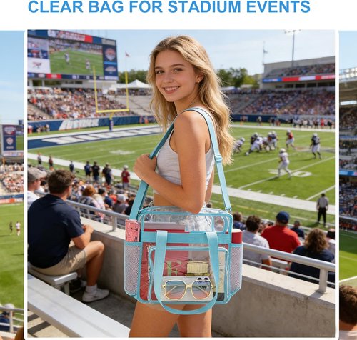 Clear Tote Bag for Stadium Events - 12x12x6 with Reinforced Straps | Ideal for Sports Fans & Travel