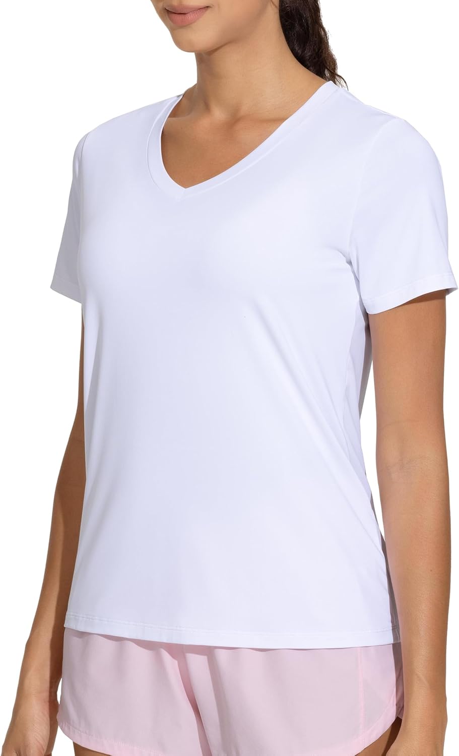 The Gym People Women's V-Neck Workout Shirts - Breathable Short Sleeve Yoga Tees for Comfort