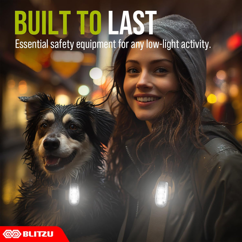 Skiennix LED Safety Lights - High Visibility Clip-On Strobe Lights for Night Walking, Running & Hiking | 4 Pack