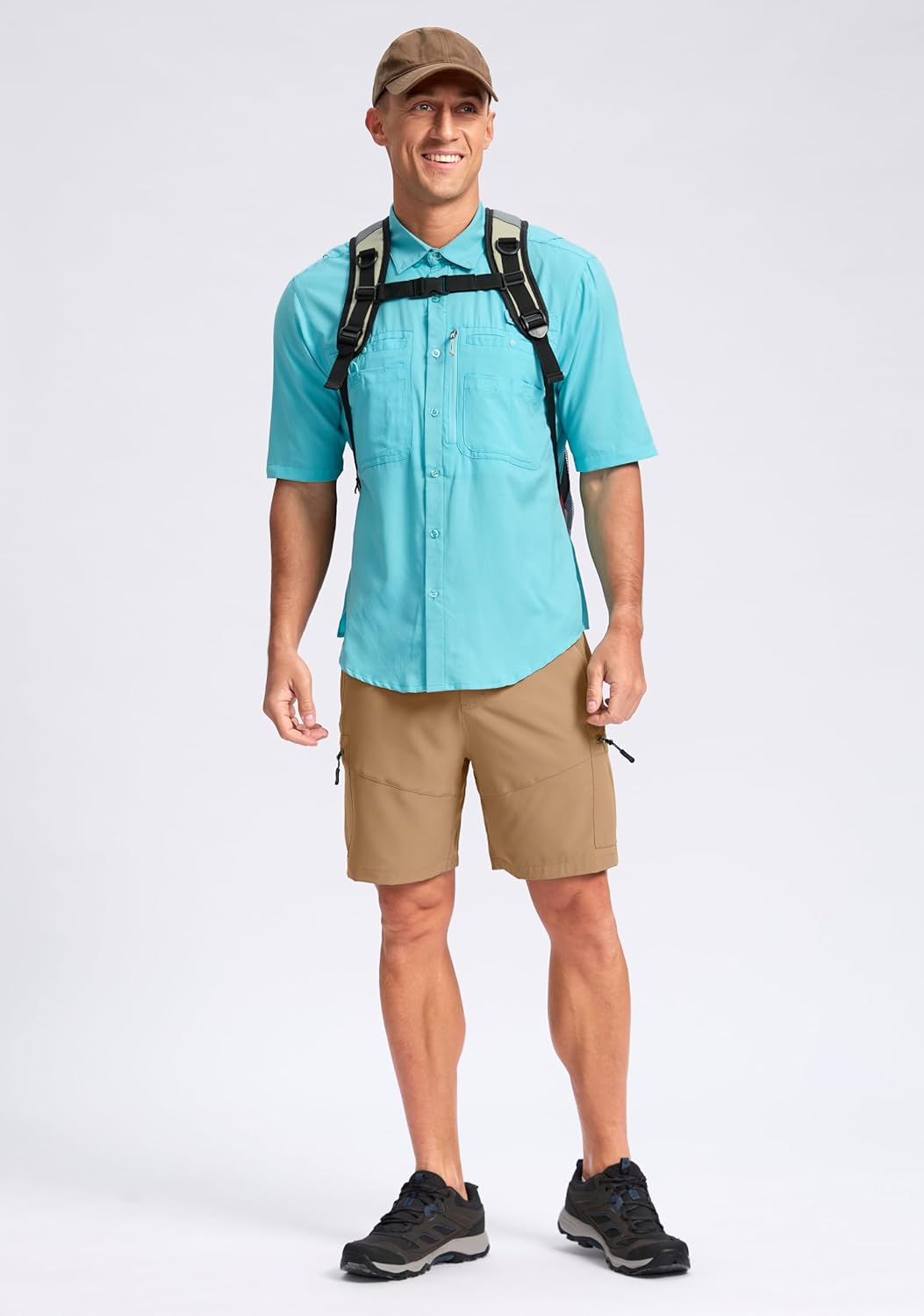 Pudolla Men's Hiking Cargo Shorts - Lightweight Outdoor Shorts with 5 Zipper Pockets | 9"/7"/11" Sizes