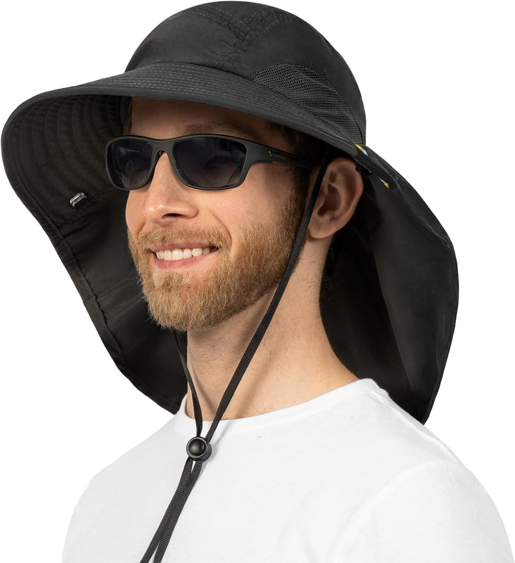 SUN CUBE Wide Brim Sun Hat - UPF 50+ Neck Flap for Ultimate Sun Protection | Ideal for Hiking & Fishing