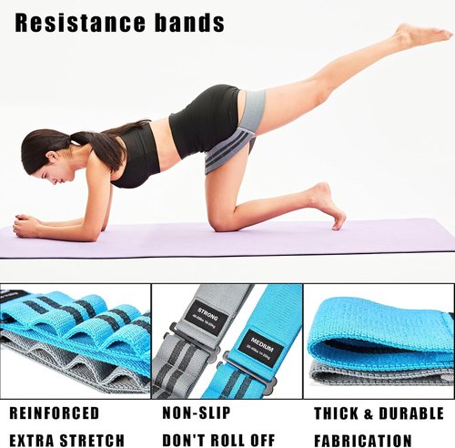 Fabric Resistance Bands by [Brand Name] - Adjustable Non-Slip Booty Bands for Squats & Glutes | 5 Levels of Tension, Ideal for Pilates & Yoga (Medium)