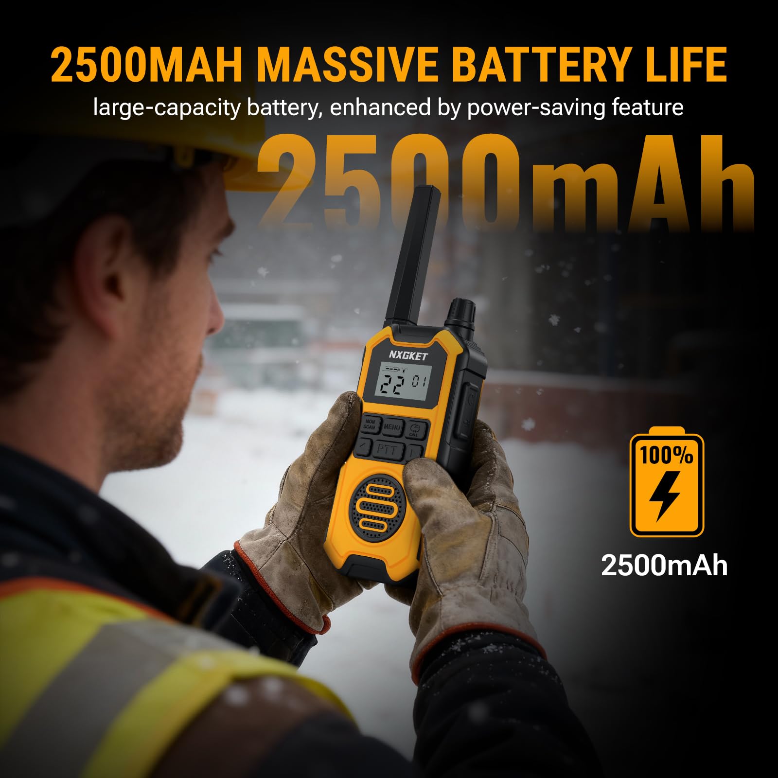 NXGKET Heavy Duty Walkie Talkies Adults, Long Range Two Way Radios, IP67 Waterproof, 2M Drop Proof, NOAA, Rechargeable, Dual PTT, Type C &Dock Charging, Emergency Radio 4 Pack, FCC Certified