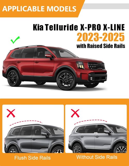 KINGGERI Roof Rack Cross Bars - 330LBS Capacity for Kia Telluride X-PRO X-LINE 2023-2025 | Lockable Aluminum Design