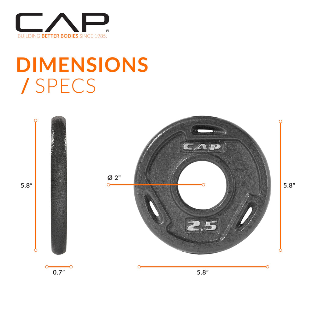 CAP Barbell 2-Inch Olympic Grip Weight Plate, 2.5 lb, Set of 6 Black