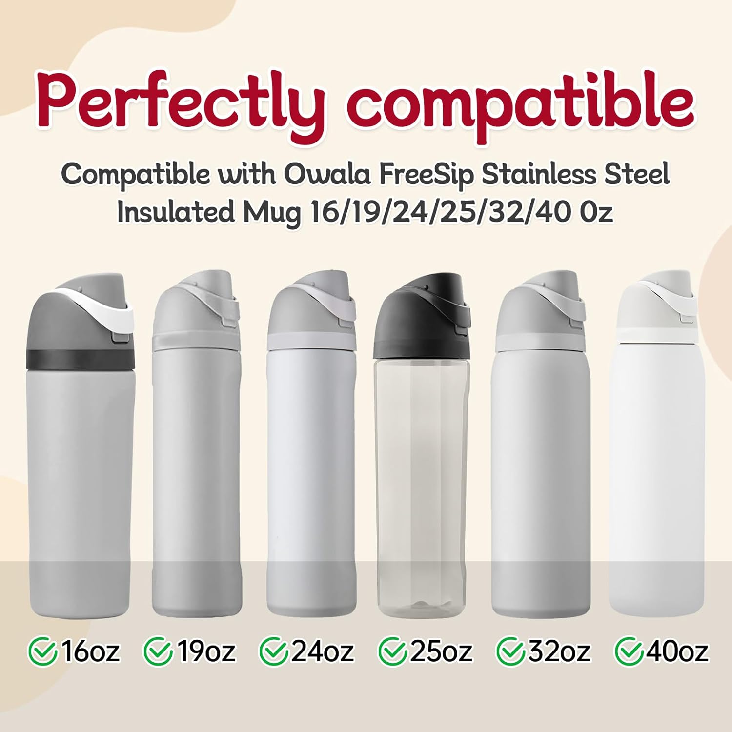Owala | 3-Pack Replacement Rubber Stopper Seals - Silicone Lid Caps for 16/19/24/32/40oz Bottles