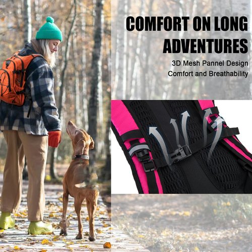 Hydration Backpack Pack with 2L Water Bladder 18L Hiking Backpack Women Men Lightweight Hydropack Insulated Daypack for Biking, Running, Festival (Pink)