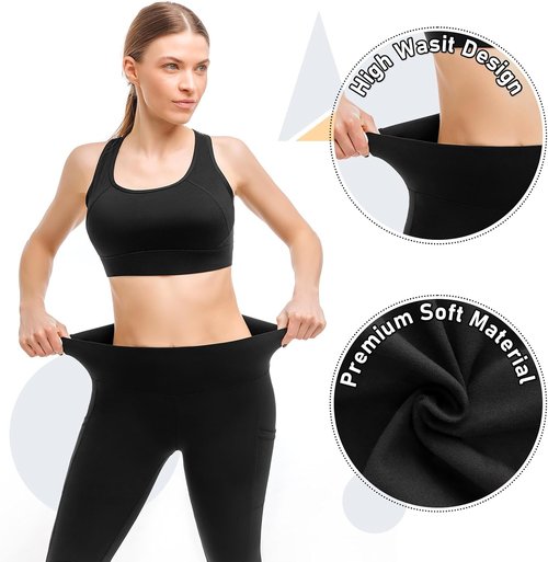 Leafigure High Waisted Leggings for Women - Soft, Comfortable with Pockets | 2 Pack for Yoga & Gym