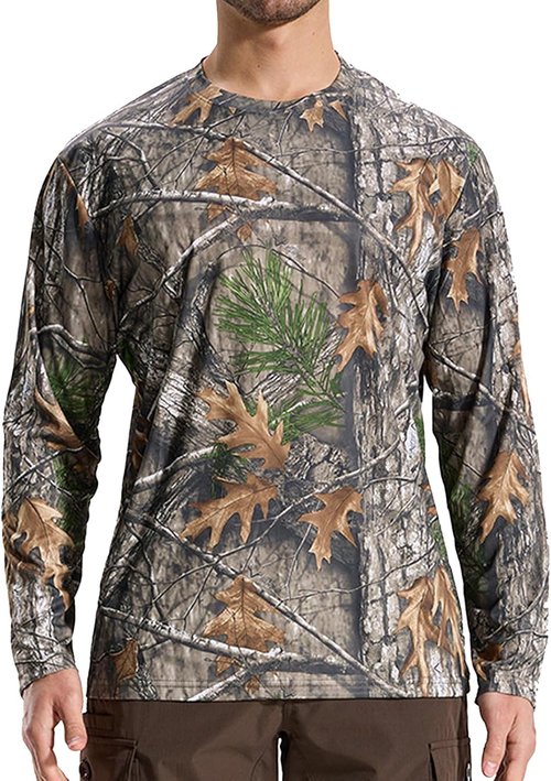 LOOGU Men's Camo Hunting Shirt - Lightweight Long Sleeve Camouflage Shirt for Fishing & Hiking