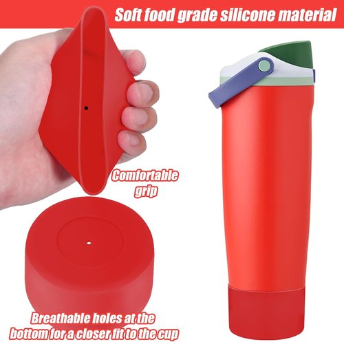 Mity Rain Silicone Protective Boots for Owala 30oz & 40oz FreeSip Sway Bottles - Red, Enhances Stability & Prevents Scratches