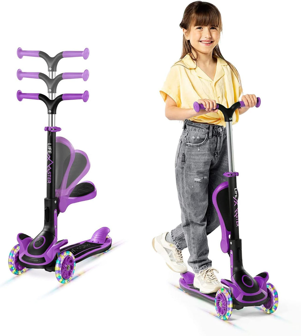 3 Wheel Scooter for Kids by [Brand Name] - Foldable Seat, Adjustable Handlebar & LED Wheels | Ages 2+