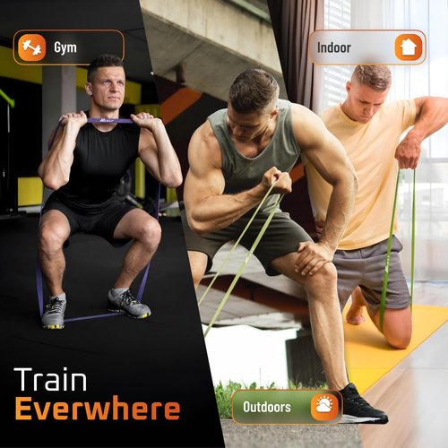 basementbeast Resistance Bands for Men – Set of 10 - Long Exercise Bands Resistance for Home Workouts, Physical Therapy & Strength Training